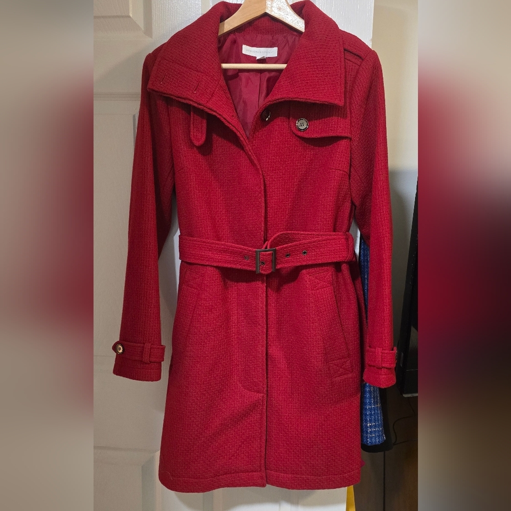 NEW YORK & COMPANY Red Pea Coat